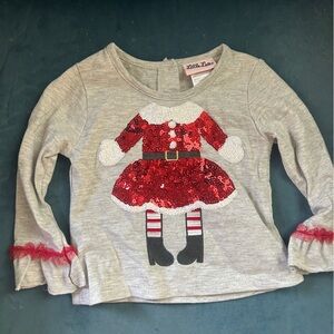 Little Lass Festive Red Sequin Dress Top
